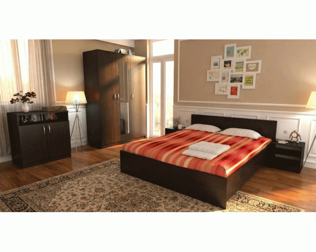 Dormitor Soft Wenge cu pat 120x200 cm Dormitor Soft Wenge cu pat 120x200 cm